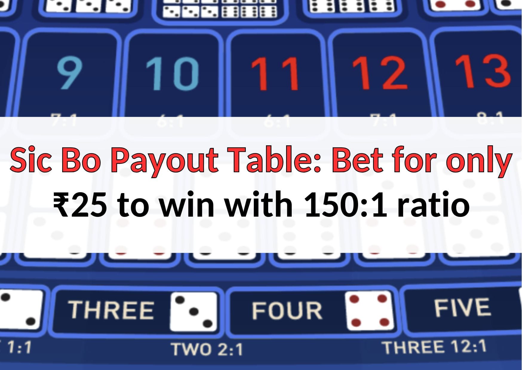 Sic Bo payout Table x5betini